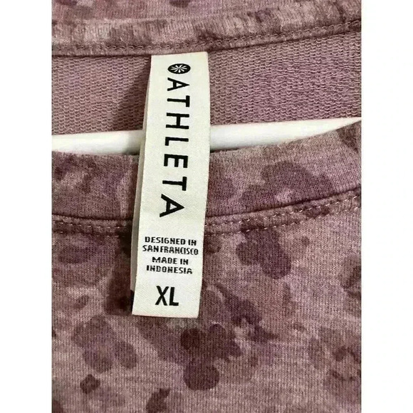 Athleta Sweatshirt Large Studio to Street Splatter Purple Print Activewear - Picture 6 of 9